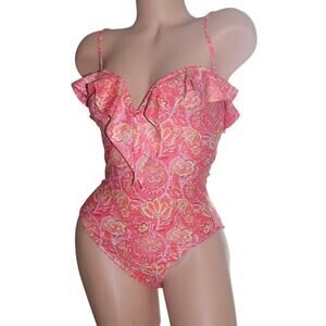 Ramy Brook Sorrento Ruffled Printed One Piece Swimsuit Size XS